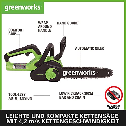 Greenworks Kettensäge Blattlänge Kettengeschwindigkeit automatisches