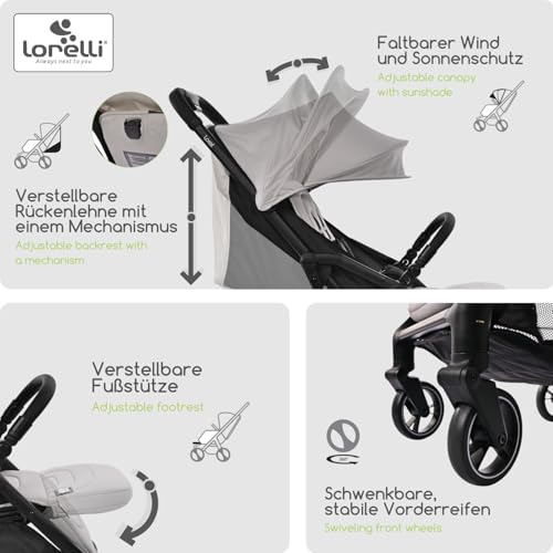 Lorelli Kinderwagen Einhand Klappsystem 5 Punkt Gurt Reisekinderwagen