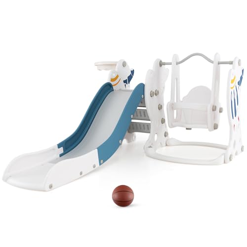 GOPLUS Kinderrutsche Spielplatz Klettergerüst Basketballkorb