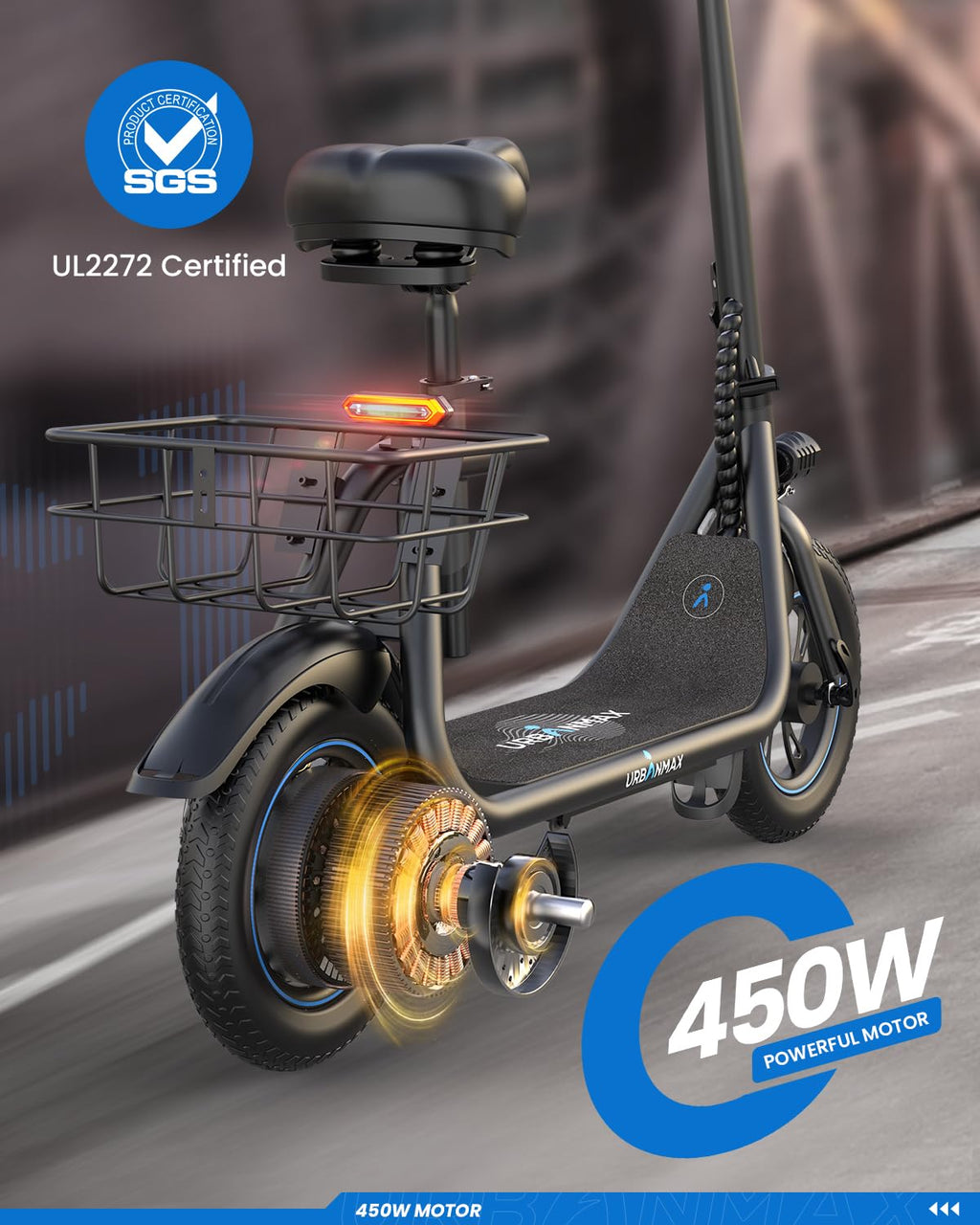 Urbanmax Elektrischer Klappbarer E-Scooter für Pendler