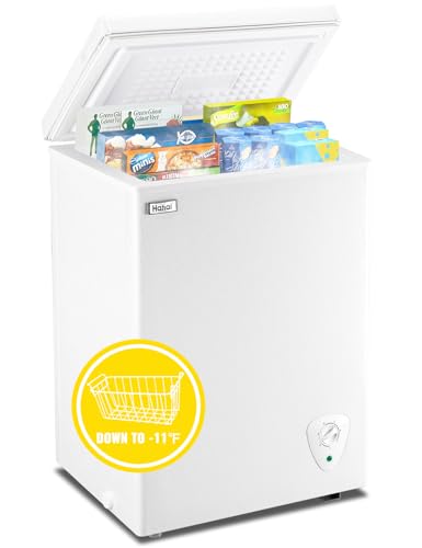 WANAI Gefriertruhe 99 Liter, 3,5 cu. ft. Mini-Gefrierschrank, 7 Temperaturstufen, leise, mit Korb
