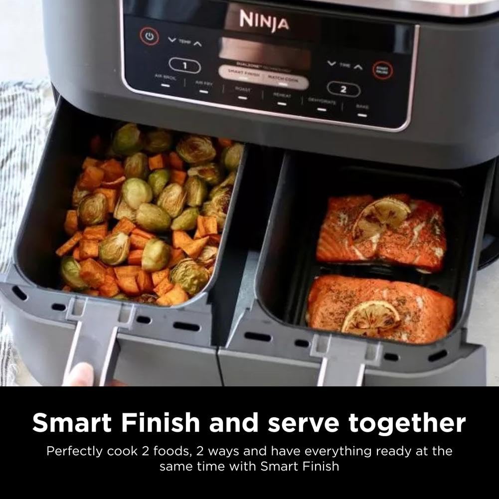 Ninja Foodi DualZone Heißluftfritteuse, 7,6 L, Grau