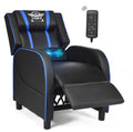 POWERSTONE Gaming-Sessel, verstellbarer Relaxsessel mit Fußstütze & Lendenkissen, Kunstleder, Blau