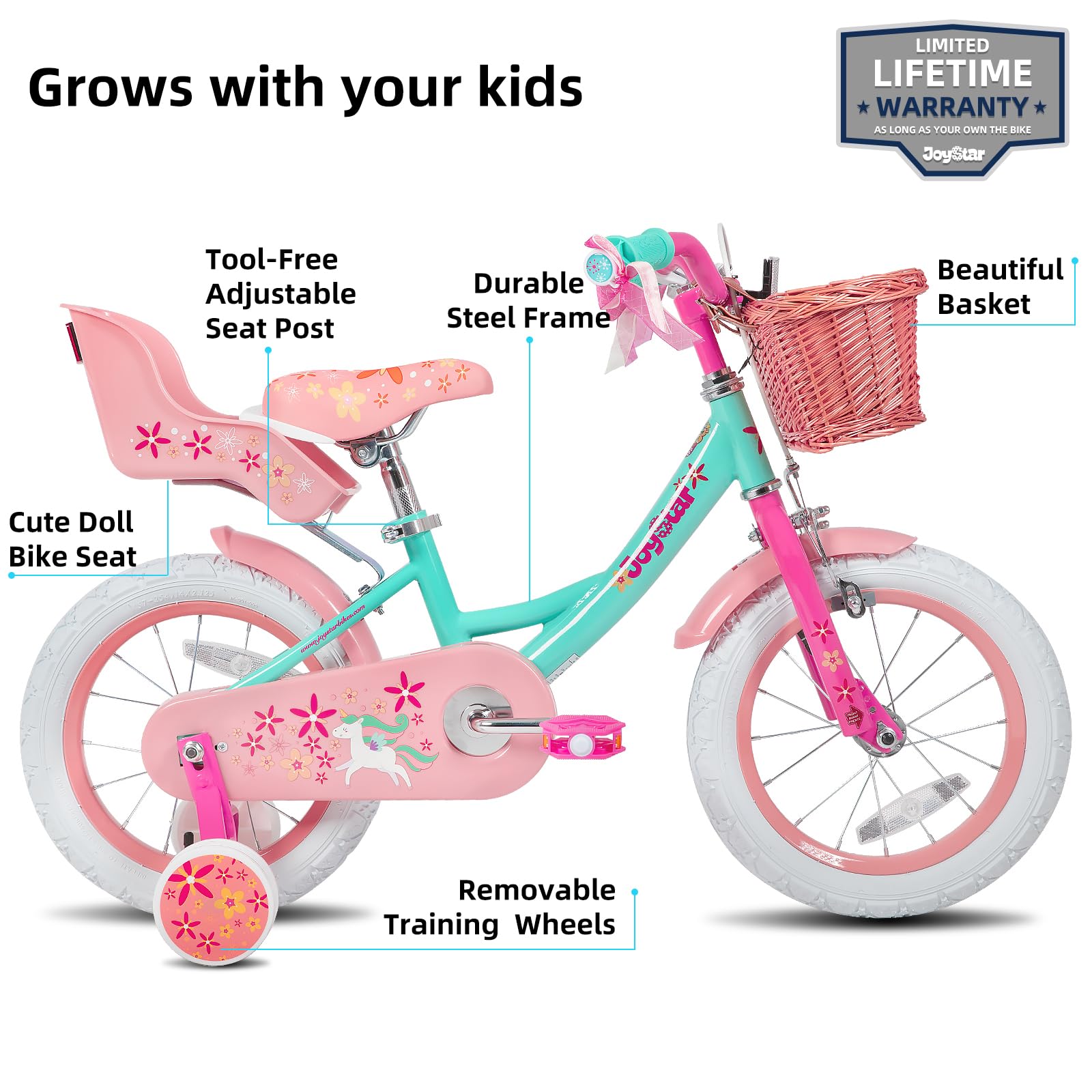 JOYSTAR Unicorn Kinderfahrrad mit Stützrädern