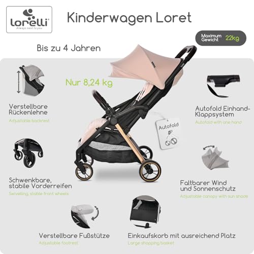 Lorelli Kinderwagen Einhand Klappsystem 5 Punkt Gurt Reisekinderwagen