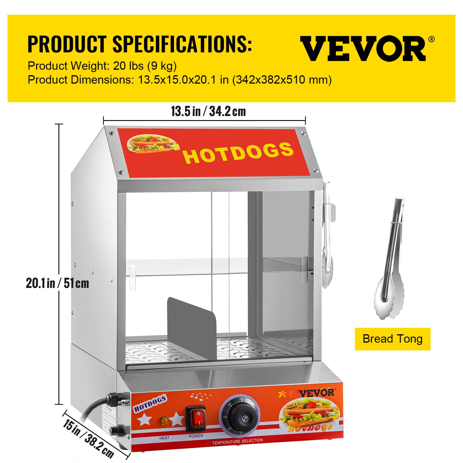Vevor Gastronomie Hot-Dog-Maker 27L Würstchenwärmer